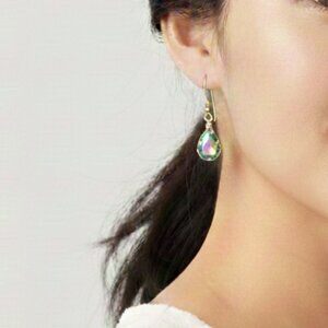 New 10k gold plated wire glass tear drop earring